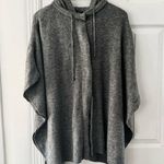 White House | Black Market WHBM Grey Wool Blend Hooded Snap Button Poncho Cape S/M Photo 1