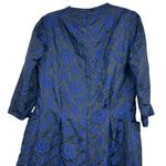 Vintage 1950s Handmade Navy Floral Brocade Coat Dress Mid Century Elegant Blue Size M Photo 9