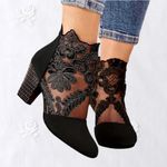 NEW Black Faux Suede Renaissance Fair Witchy Wench Sheer Lace Boots 9 Photo 0