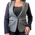 J.Crew Navy Blue & Gray Wool Blend One Button Oversized Blazer Size 4 Photo 1