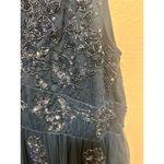Maya Deluxe Plus Size Blue Beaded Embellished Sleeveless Tulle Dress Blue Photo 7