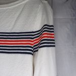 Tommy Hilfiger White Striped Nautical Preppy Long Sleeve Lightweight Sweater Photo 6