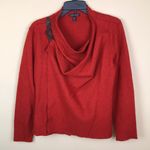 Eileen Fisher Women’s Wool Wrap Front Leather Trim Shoulder Buckle Sweater Photo 0