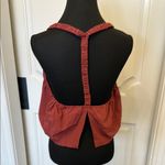 Free People FP Movement Burgundy Cropped Ruched Flowy Too Shirt NWOT Red Size L Photo 4
