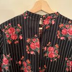 H&M Floral Striped Cotton Balloon-Sleeved Blouse Photo 3