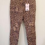 Ymi NWT  Ankle High Rise Leopard Print Raw Hem Jeans 5/27 Distressed Photo 0