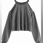 Stylish Gray Cold Shoulder Top Photo 1