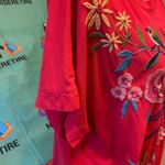 Johnny Was Rose Red Graphic Embroidered Cap Sleeve Tee size 2X Photo 6