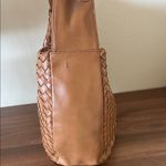 Tan Faux Leather Woven Shoulder Bag | Boho Minimalist Hobo Purse Photo 3