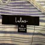 Lulus ‎ Nantucket Vibes White Striped Long Sleeve Button-Up Top Women's XL Blue Photo 4