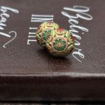 Vintage Cloisonné Style Floral Enamel Stud Earrings Gold Photo 3