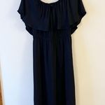 Anthropologie dRA los angeles Midi Dress Size Large off the shoulder black goth romantic Photo 0