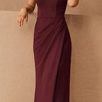 BHLDN  Rossi Crepe Maxi Dress Burgundy Off Shoulder Formal Wedding Guest 4 Photo 0