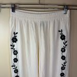 Forever 21 Forever‎ 21 Womens Wide Leg Embroidered Floral Flowy Pull On Pants Large Career Photo 1