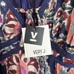 Very J Dress Womens Large Navy Purple Floral Boho Long Sleeve Lined Tie Front Photo 7