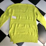 Free People NWT  Hot Tropics Neon Limelight V-Neck Sweater Oversized Lime Green L Photo 11
