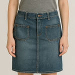 Banana Republic  Premium Denim Skirt Size 0 Made in Turkey Blue Wash Frayed Hem Photo 0