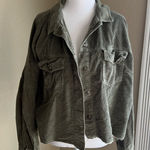 American Eagle  Olive Green Corduroy crop raw hem Jacket Photo 0
