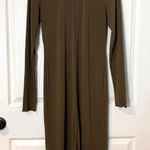 H&M Olive Green Long Sleeve Mock Neck Midi Dress Photo 3