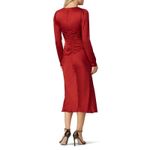 Nissa Ruched Midi Cocktail Dress Satin Red Size 2 Used Christmas Holiday Party Photo 2