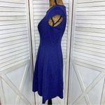 Alyx Textured Print Knit Fit & Flare Dress Blue Black XS Cap Sleeve Photo 1