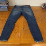 None Blue Stretch Skinny Jeans with Animal Print Accents Photo 2