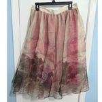 Anthropologie Moulinette Soeurs Skirt Size 12 Snowrose Train Pink Tulle Organza Soft Romantic Photo 5
