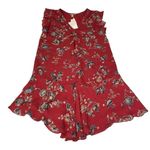 Joie  Almarie B Tandoori Red Floral Silk Ruffle Lightweight
Mini Dress Size M Photo 7