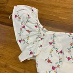 ZARA Floral Crop Top Women Size Small Ruffle Sleeve Square Neck Blouse White NWT Photo 1