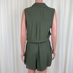 One Clothing Button Front Cargo Drawstring Utility Romper Sz LG Heather Green Photo 3