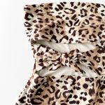 Aerie [] Leopard Print Knot Tie Front Cutout Strapless One Piece Swimsuit Large L Photo 8