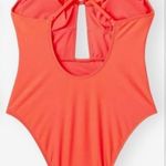 Shade & Shore NWT  Orange Red Cutout Front Detail Ruffle One Piece Swimsuit M Photo 1