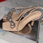 Nude Strappy Heels with Rhinestone Detail Tan Size 6 Photo 6