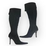 Bebe 𖤐 Over the Knee Stiletto Heeled Pointy Toe Boots 𖤐 Black Vegan Suede 𖤐 Photo 6