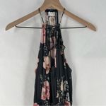 Roe + May Floral Print Crepe Halter‎ Tie Neck Wide Leg Jumpsuit Gray Photo 2