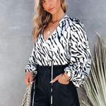 VICI Noland Tiger Print Satin Blouse Photo 0