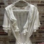 Flora Nikrooz  Women’s White Ruffled Robe size S/M Photo 2
