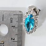 Blue Topaz Crystal Bridal Prom Necklace Set Silver Photo 5