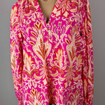 Loft  Women’s Paisley Leaf‎ Pattern Multicolor Split Neck Long Sleeve Blouse Sz S Photo 0
