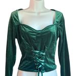 Green Velevet Corsette Top M Milkmaid Renaissance Princess Fairy Lady Goblincore Size M Photo 0