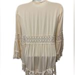 Entro Open Cardigan Ivory Sz S Fringe Crochet Tassels Bohemian Gypsy Hippy Rayon Photo 4