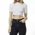 Topshop NWOT White Ribbed Boatneck Crop Top Size 8 Photo 2