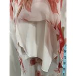 Speechless White/Pink Sheer Floral Chiffon Cowl Neck Bow Lined Dress Size 7 Photo 3