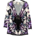 ECI Y2K Babydoll Tunic Dress L Purple Paisley Studded Top Fairy Whimsygoth Boho Photo 5