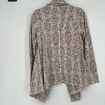 Lucky Brand  Aztec Open Front Cardigan Gray Woven Southwestern Boho Size M Photo 5