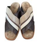 Brunello Cucinelli  Brown Tan Leather Heel Mule Slides size 40 size 10 Block Heel Photo 2
