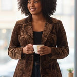 Peter Nygard  Elegant Brown Paisley Blazer Photo 0