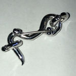 Vintage Silver Tone Hook Design Retro Boho Brooch Photo 2