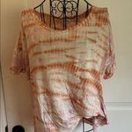 Young Fabulous and Broke V-neck tie-dye, cuffed linen T-shirt Photo 0