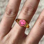 Beaded by Meg Waterproof Pink Smiley Face Ring Size 6 Photo 1